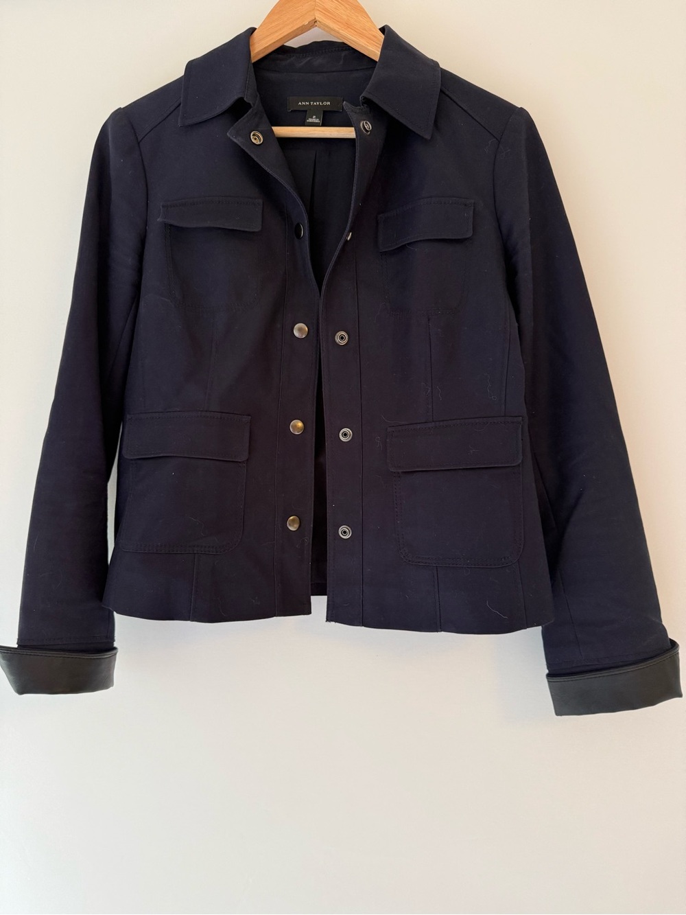 Ann Taylor Navy Field Jacket - Women's Snap-Front Work Coat